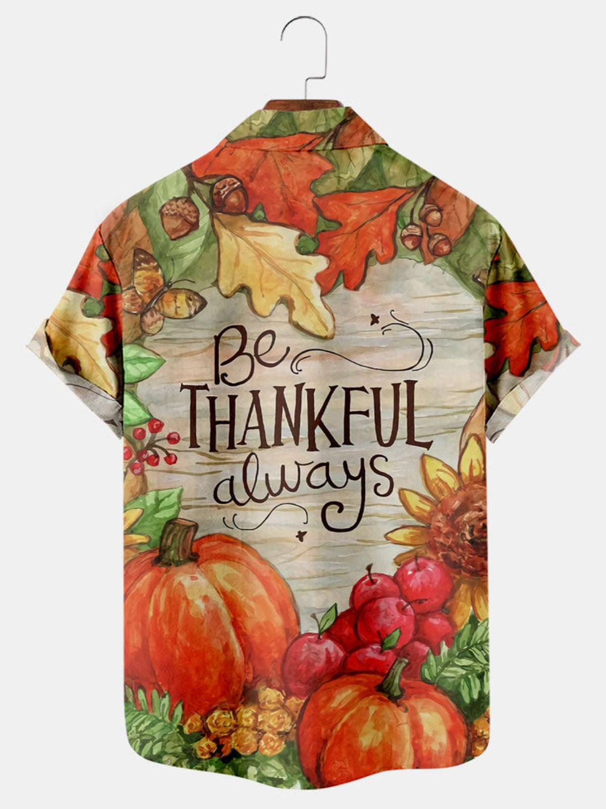 Be Thankful Always Printed Short Sleeve Shirt