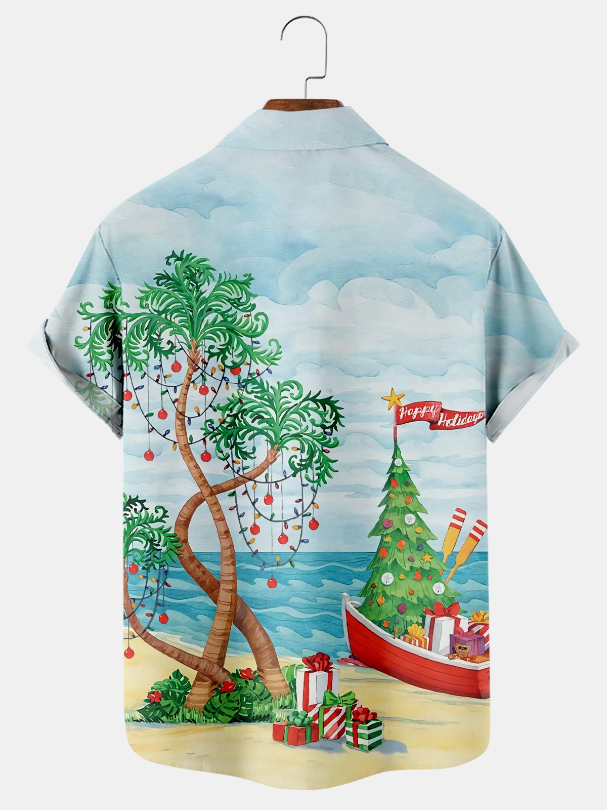 Beach Christmas Party Printed Short Sleeve Shirt