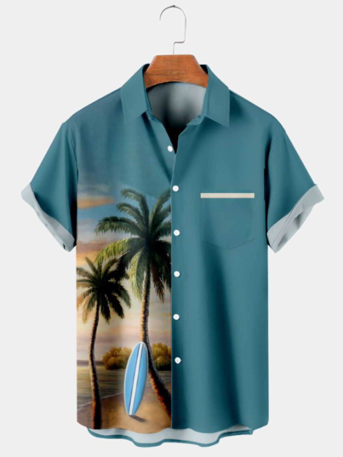 Surfboard Print Short Sleeve Shirt