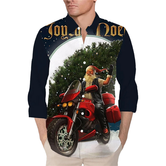 Biker Santa Printed Shirt