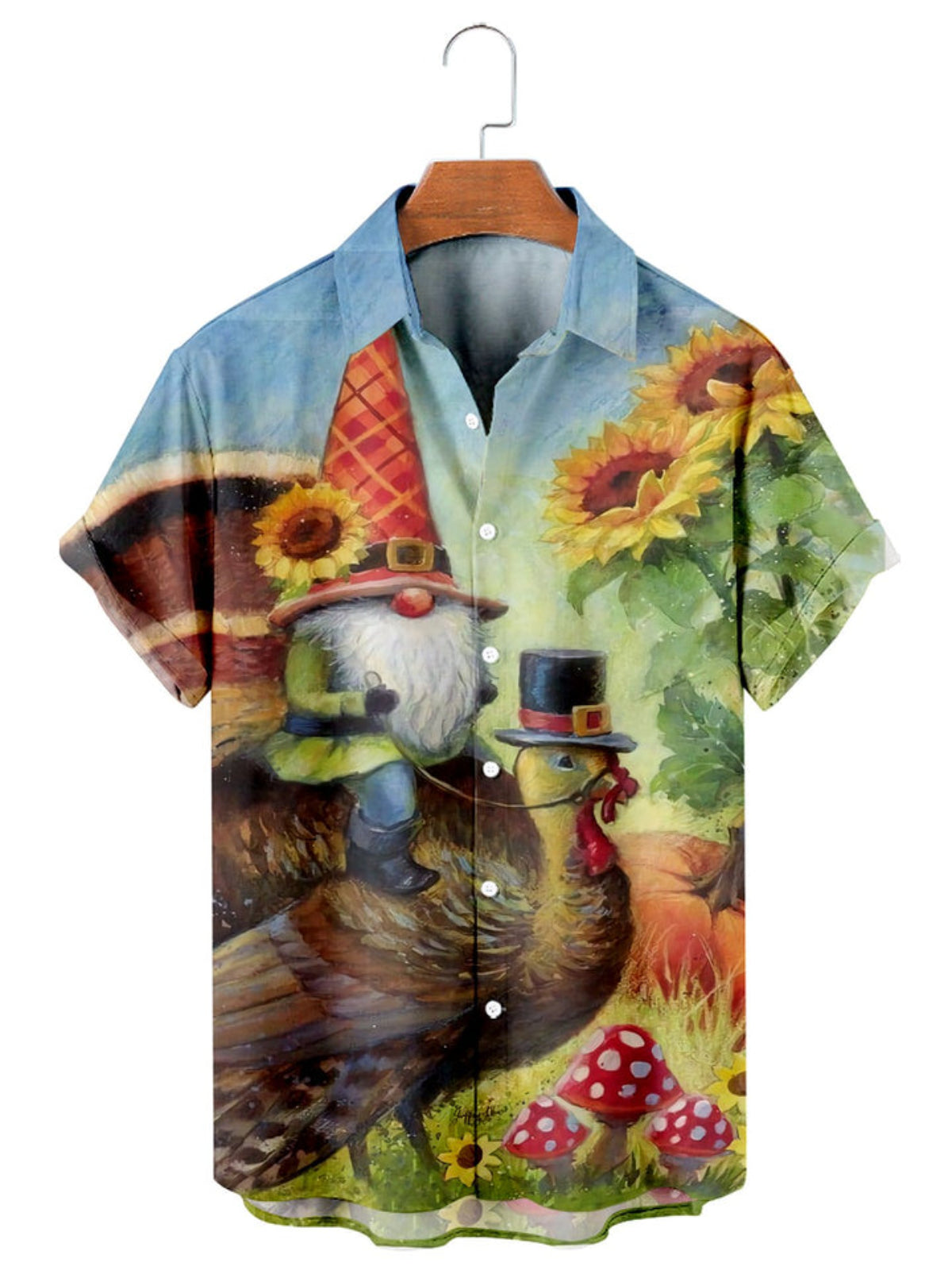 Bird Printed Short Sleeve Shirt