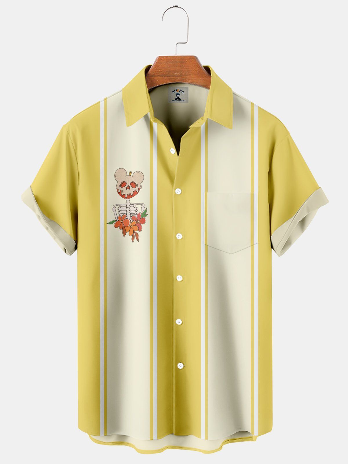 Bowling Shirt With Apple Print For Halloween