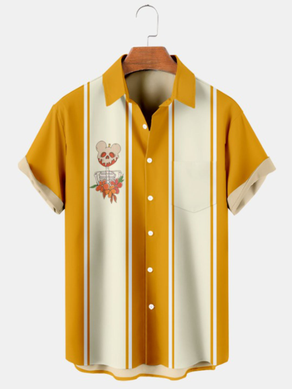 Bowling Shirt With Apple Print For Halloween