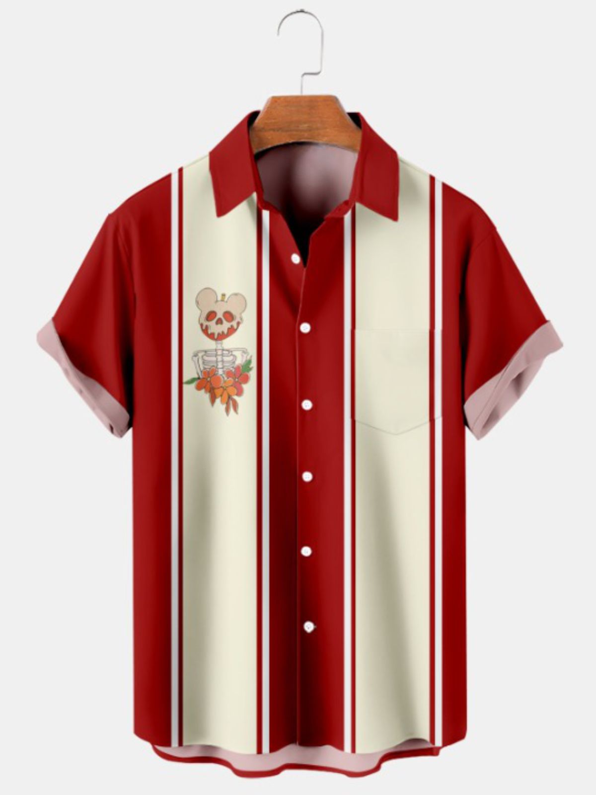 Bowling Shirt With Apple Print For Halloween