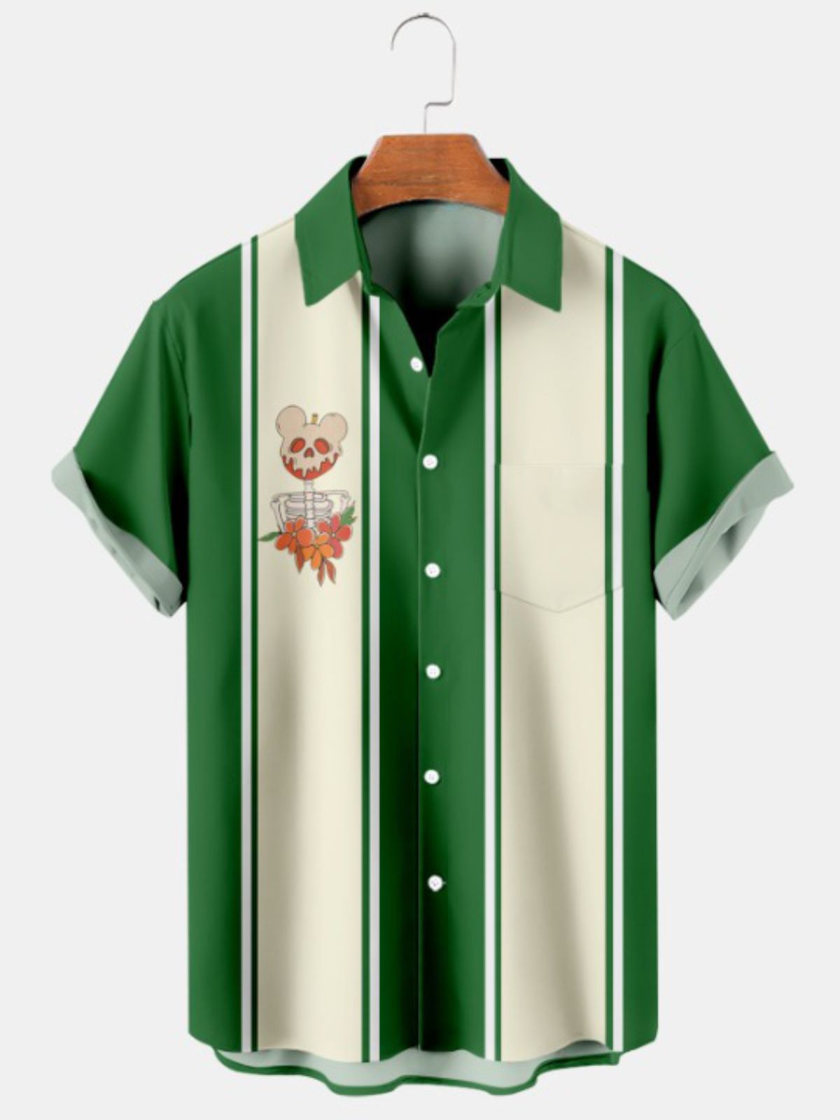 Bowling Shirt With Apple Print For Halloween
