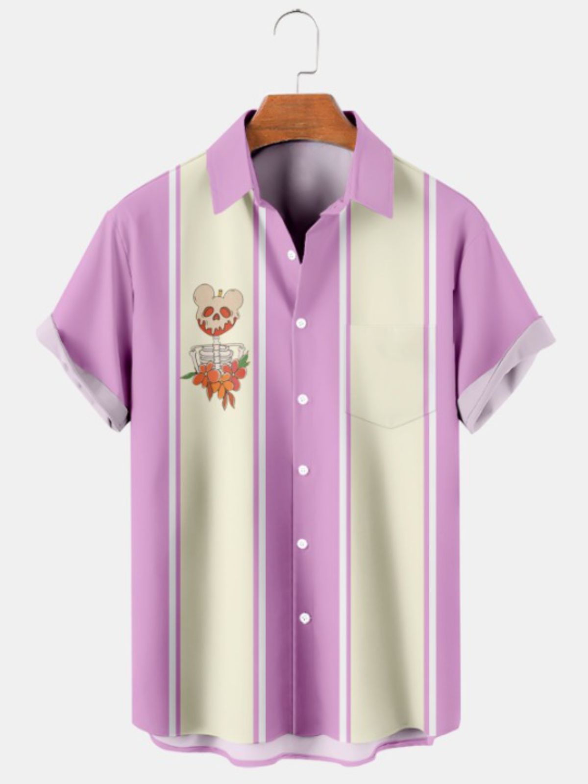 Bowling Shirt With Apple Print For Halloween