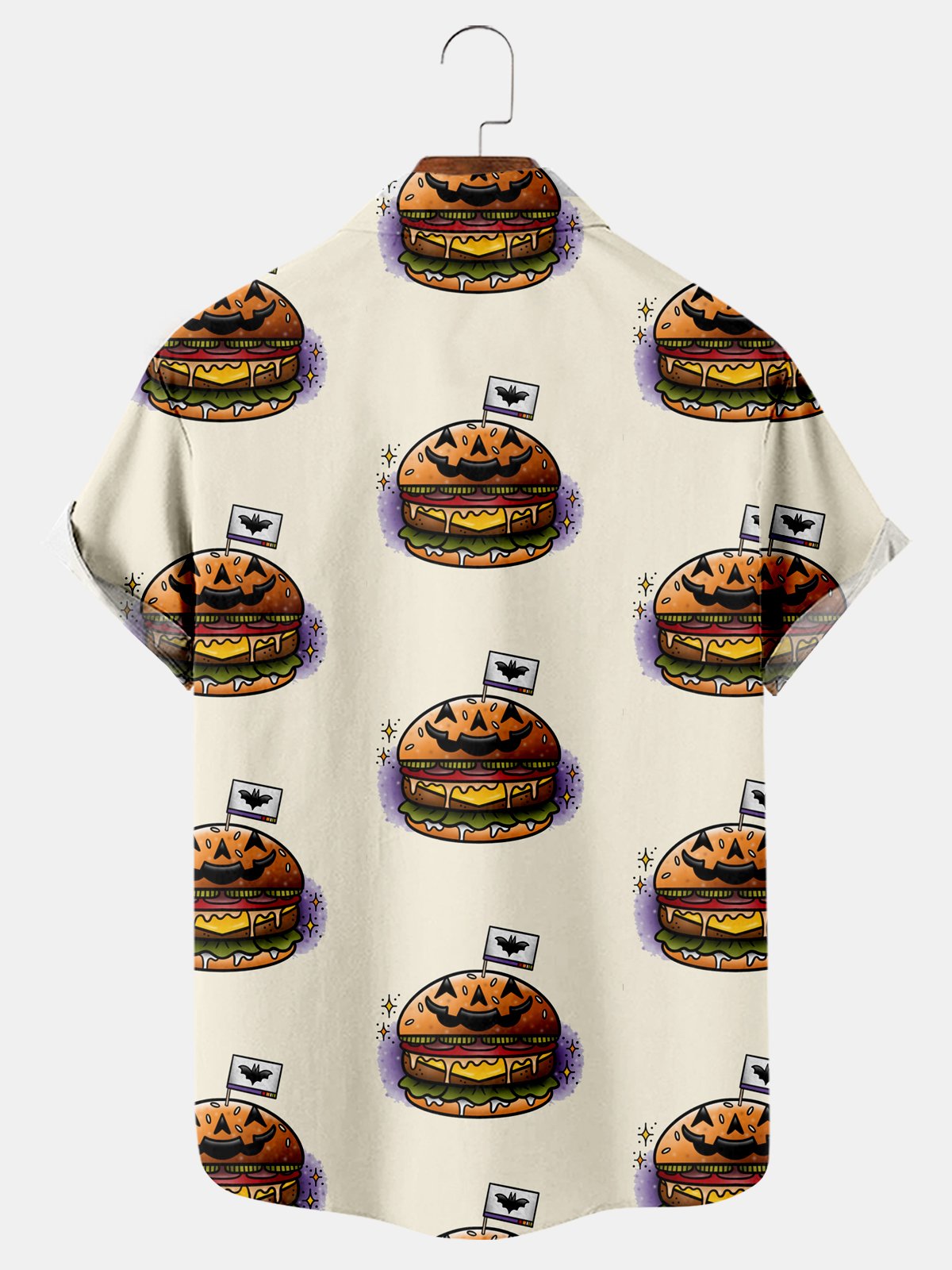 Burger Print Casual Short Sleeve Shirt