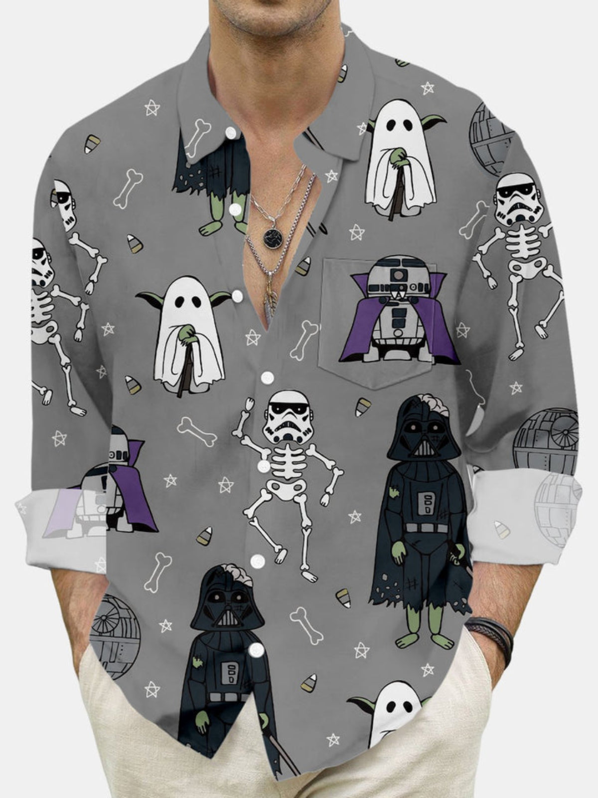 Cartoon Printed Long Sleeve Shirt