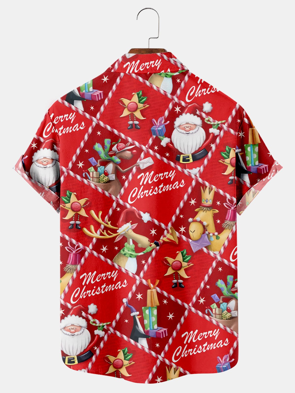 Cartoon Santa Christmas Casual Short Sleeve Shirt