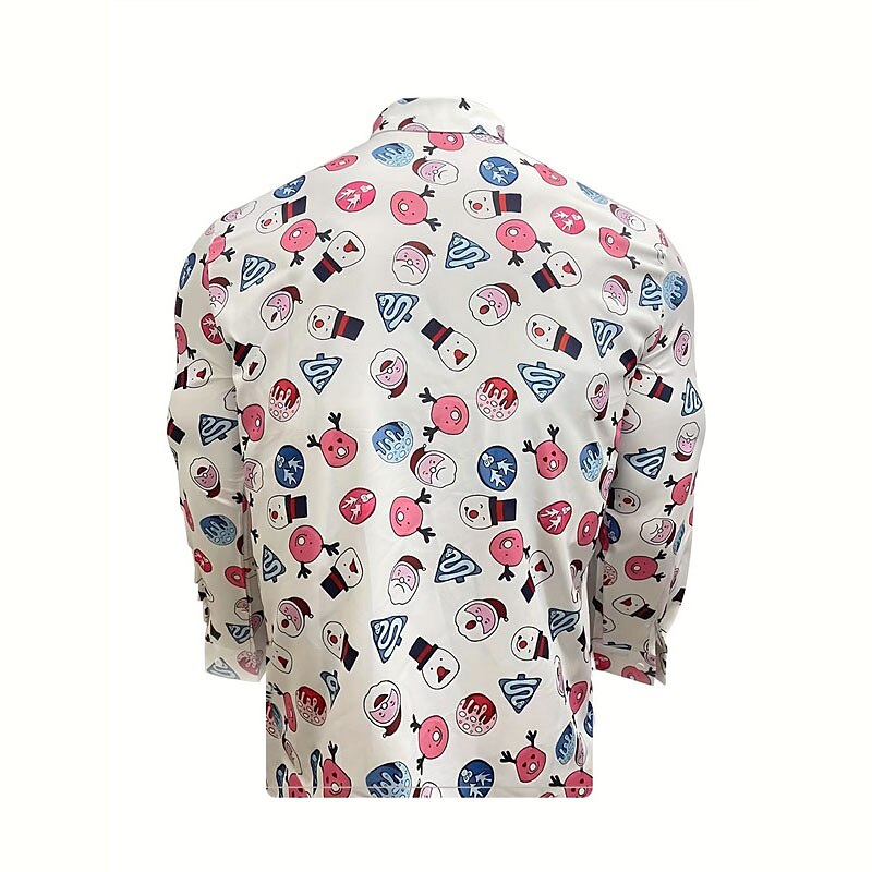 Cartoony Elk And Santa Print Shirt