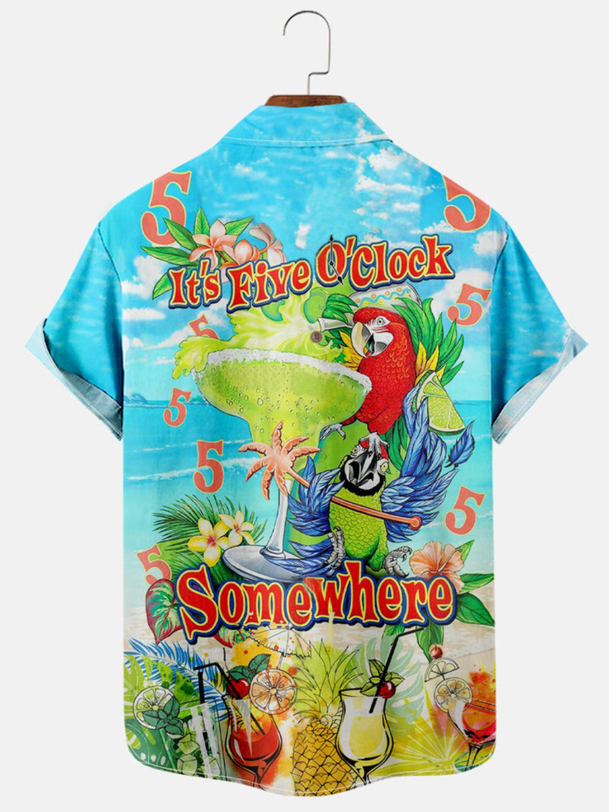 Casual Its 5 O Clock Parrot Printed Shirt