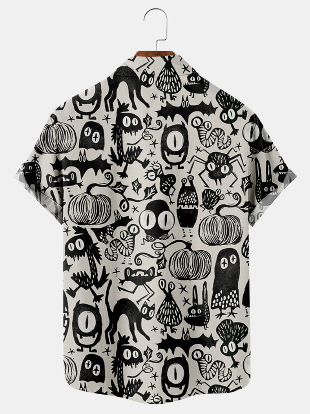 Casual Printed Halloween Pocket Shirt