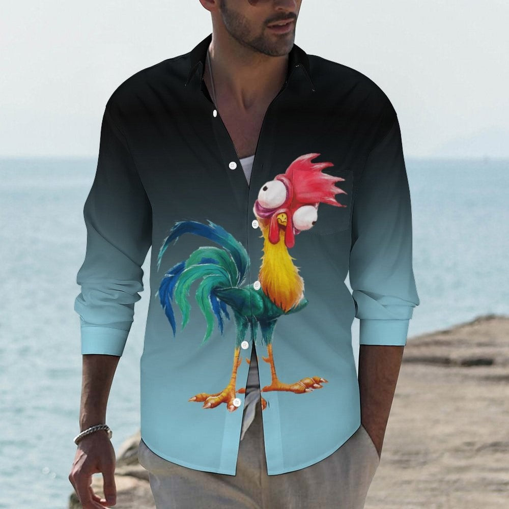 Casual Rooster Printed Long Sleeve Shirt