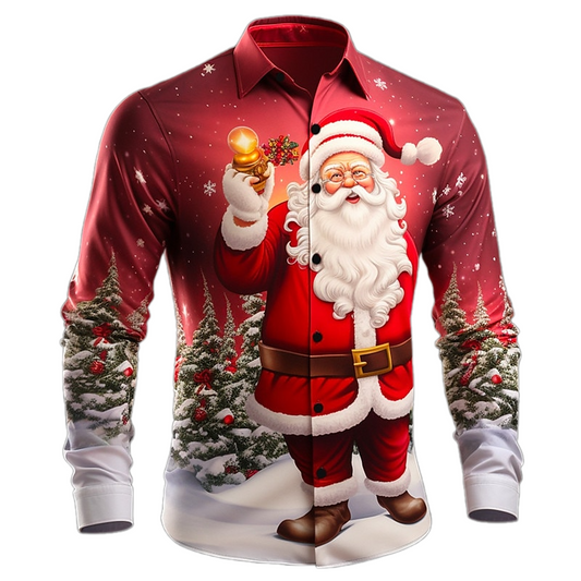 Casual Santa Claus Christmas Print Shirt