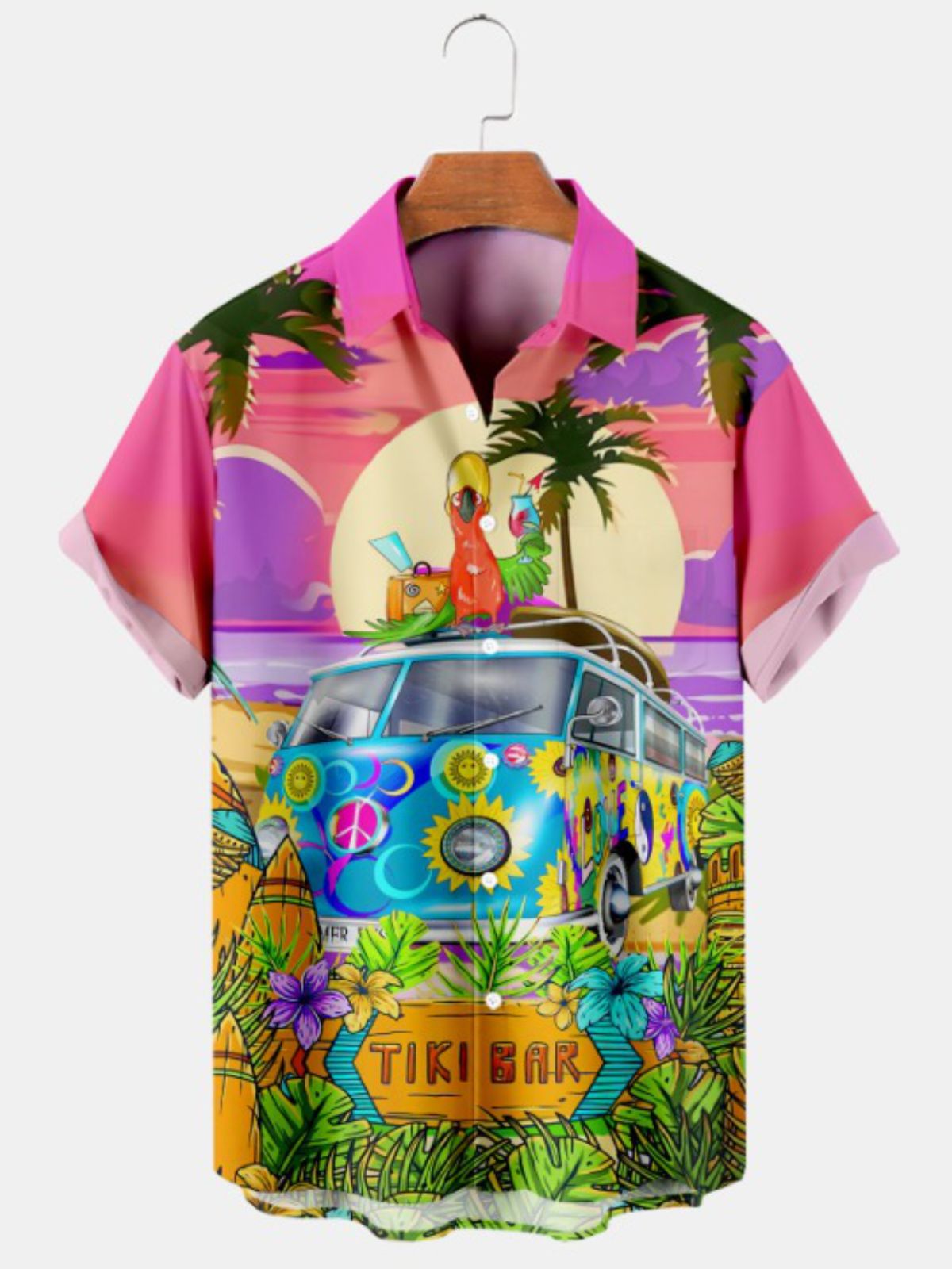 Casual Seaside Print Short Sleeved Shirt