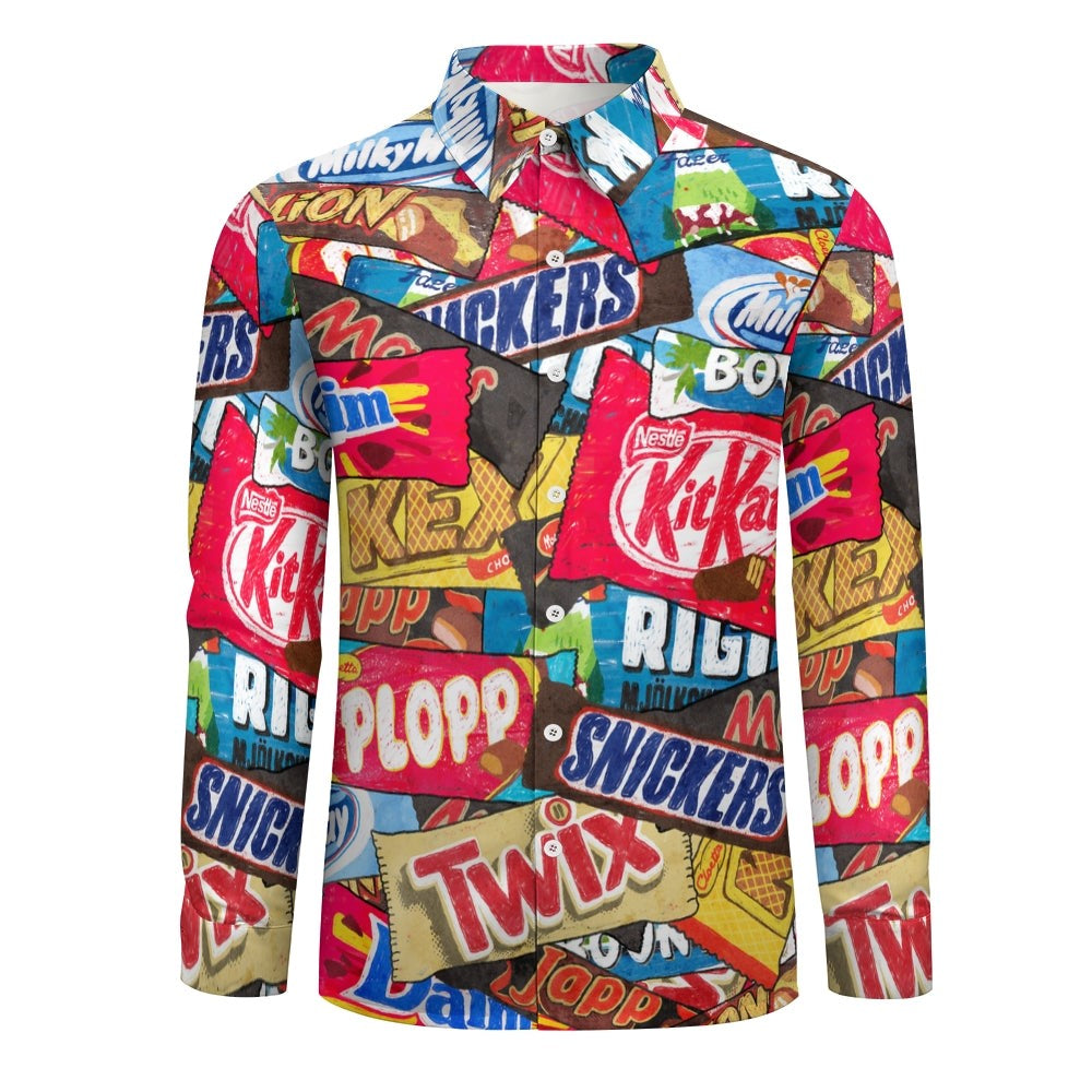 Casual Snack Packaging Printed Long Sleeve Shirt