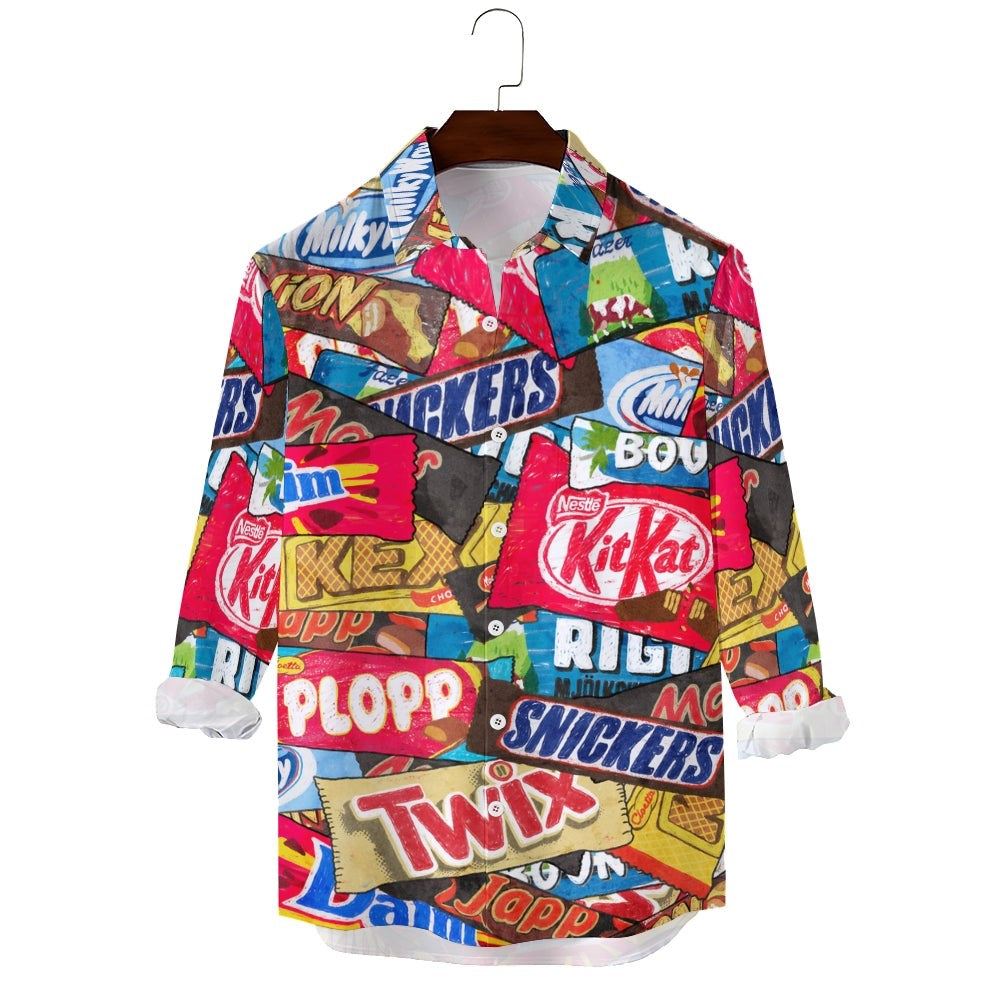 Casual Snack Packaging Printed Long Sleeve Shirt