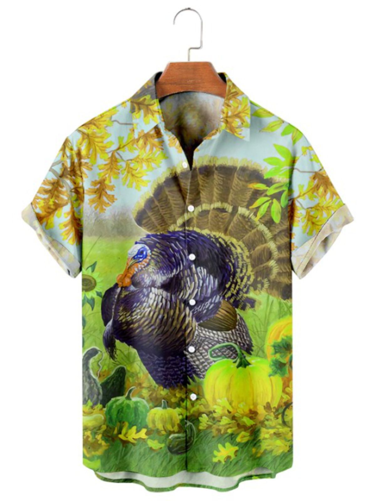 Casual Thanksgiving Turkey Print Shirt