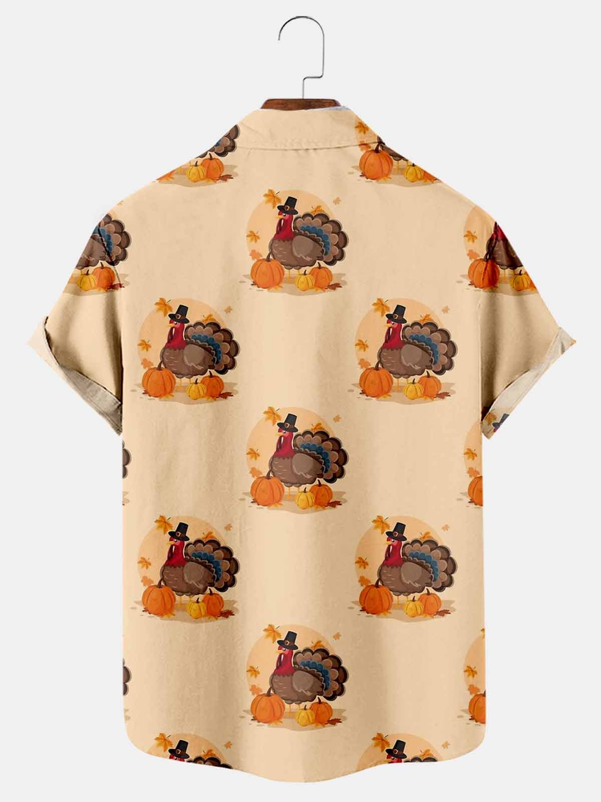 Casual Turkey Print Short Sleeve Shirt