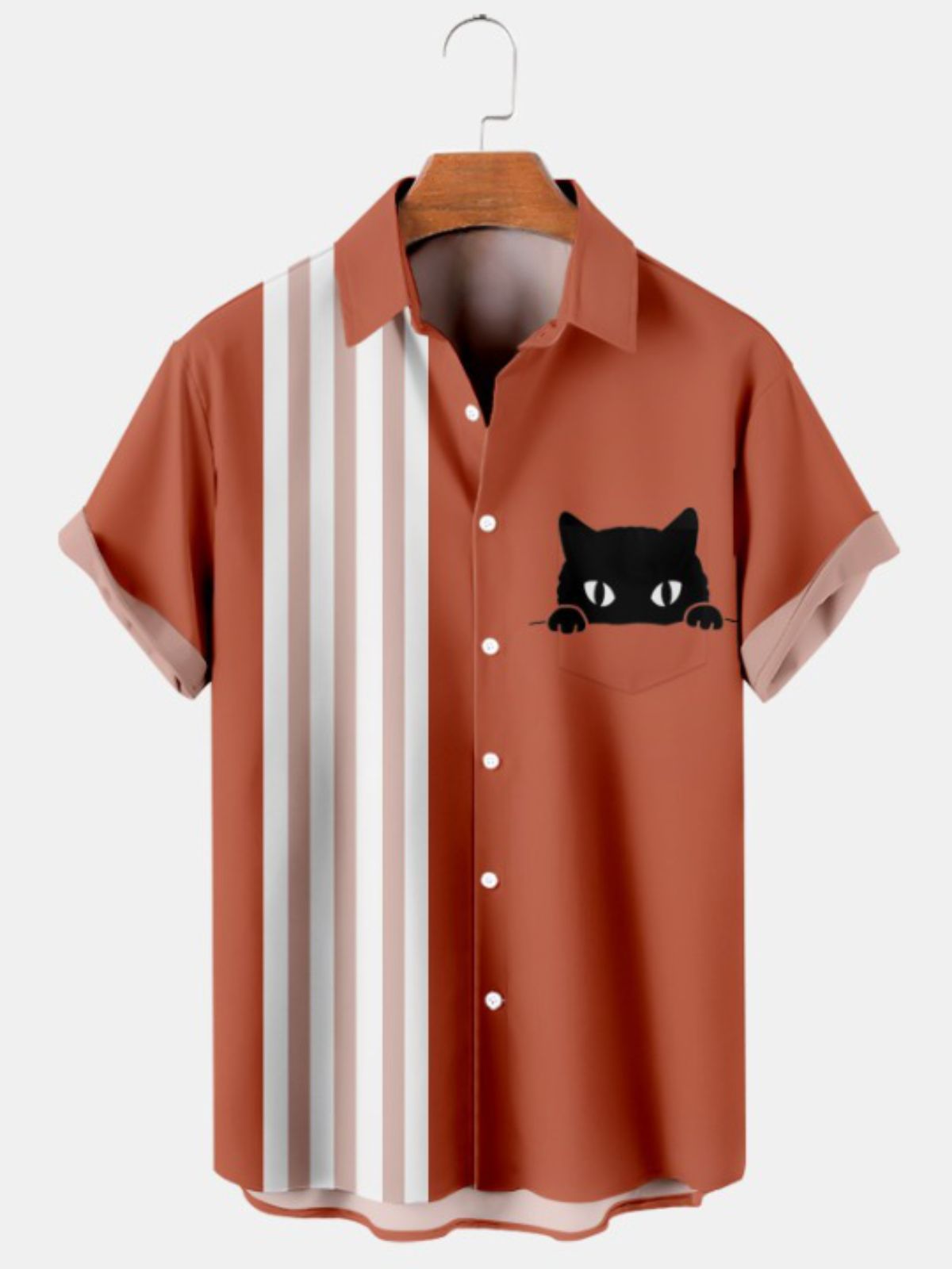 Cat Print Short Sleeve Shirt