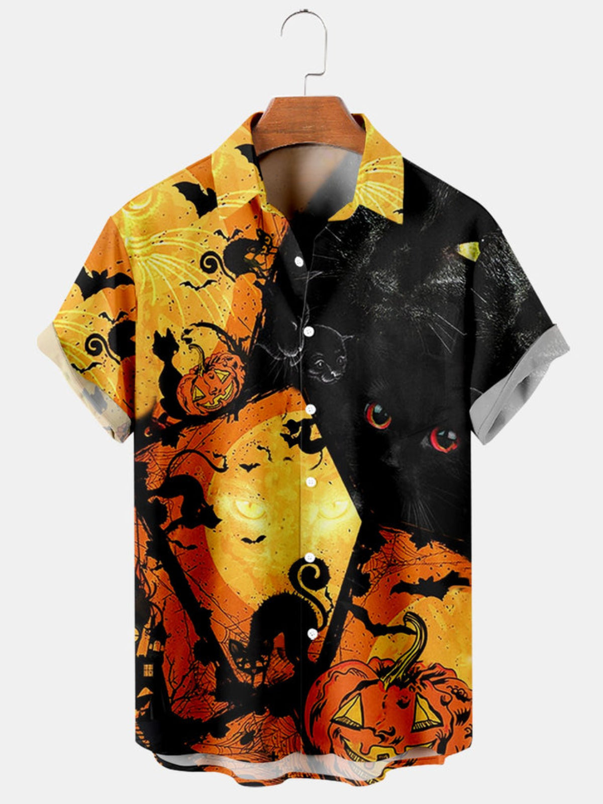 Cat Printed Short Sleeve Shirt