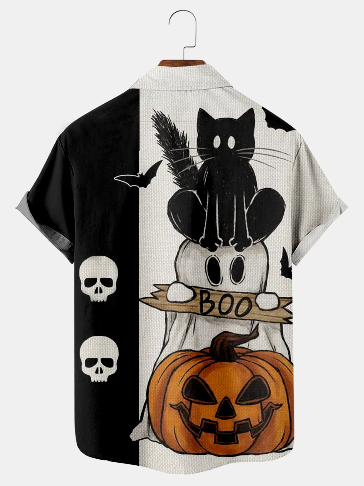 Cat Pumpkin Boo Print Shirt