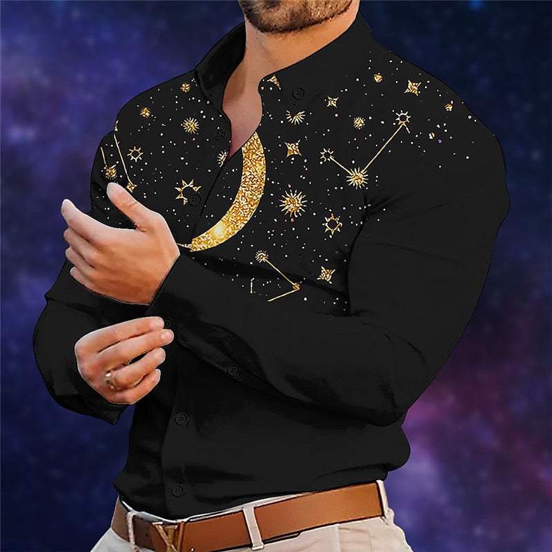 Celestial Print Long Sleeve Shirt