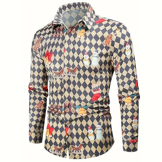 Checkered Shirt With Holiday Print