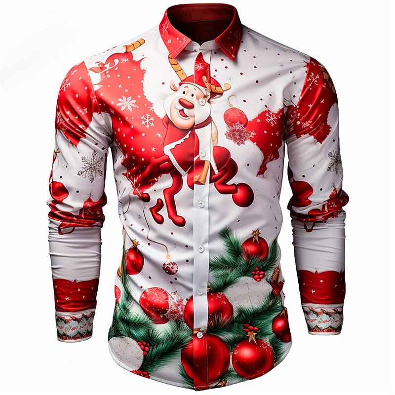 Christmas Themed Santa Claus Print Shirt