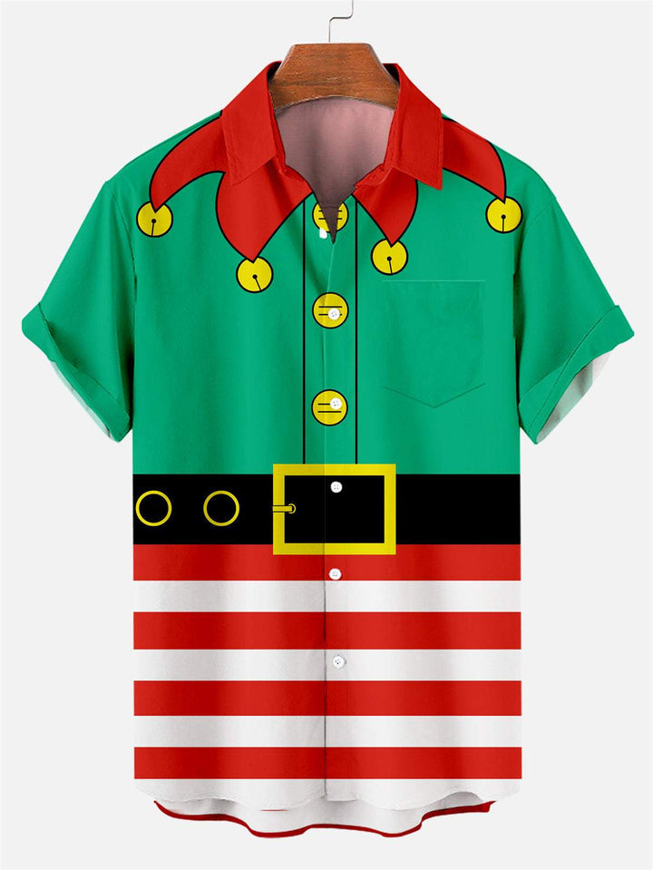 Christmas Bell Printed Short Sleeve Shirt