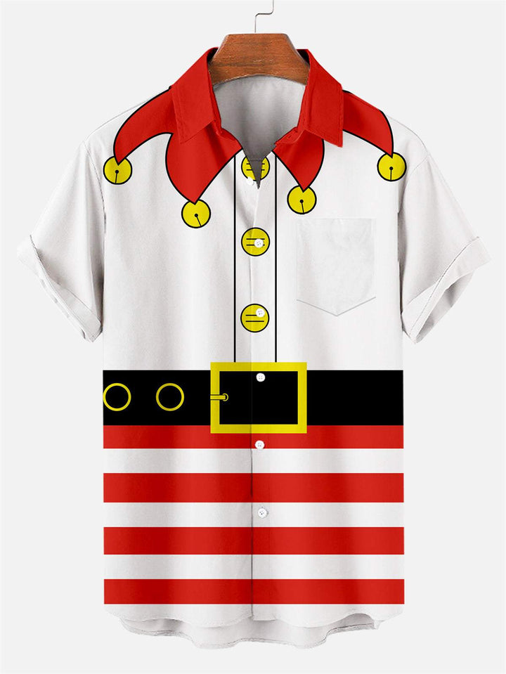 Christmas Bell Printed Short Sleeve Shirt