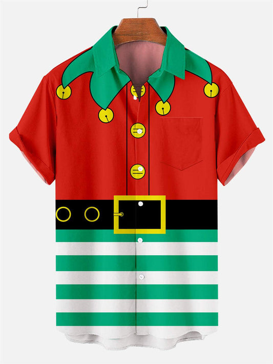 Christmas Bell Printed Short Sleeve Shirt