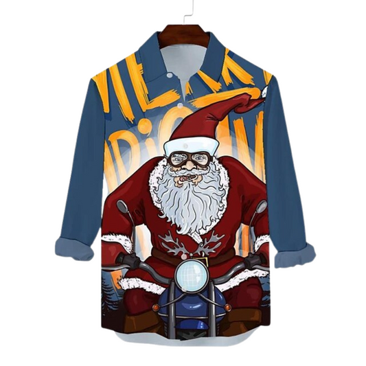 Christmas Biker Santa Claus Holiday Shirt