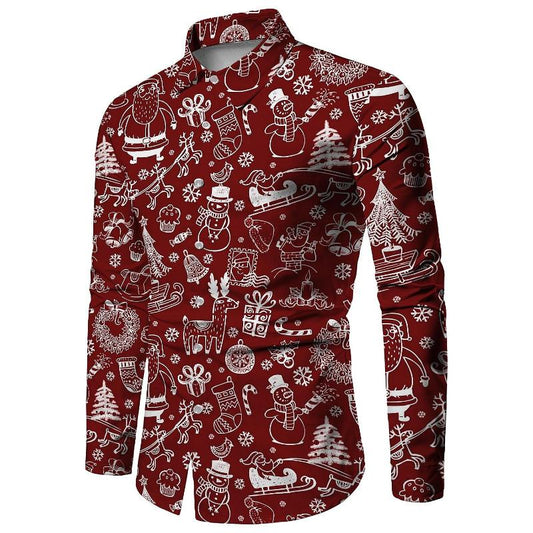 Christmas Candy Print Partywear Shirt