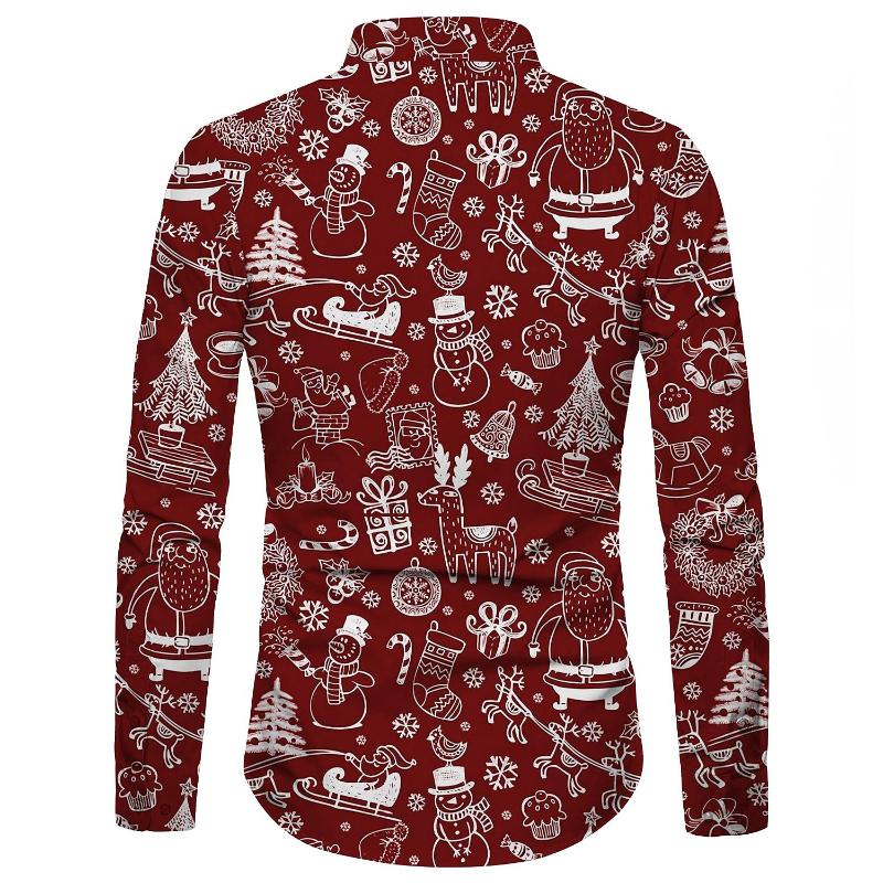 Christmas Candy Print Partywear Shirt