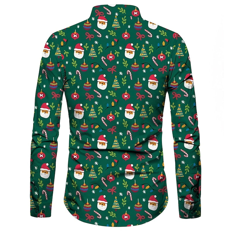 Christmas Candy Themed Holiday Printed Shirt