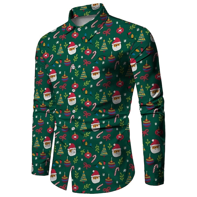 Christmas Candy Themed Holiday Printed Shirt