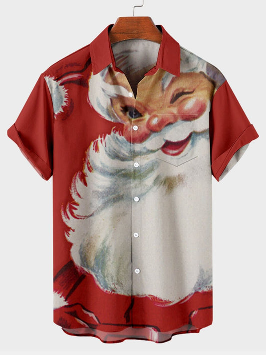 Santa Print Short Sleeve Shirt.