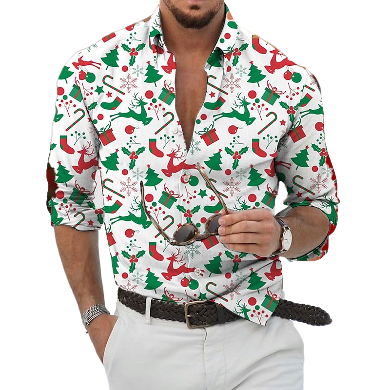 Christmas Elk Graphic Print Shirt