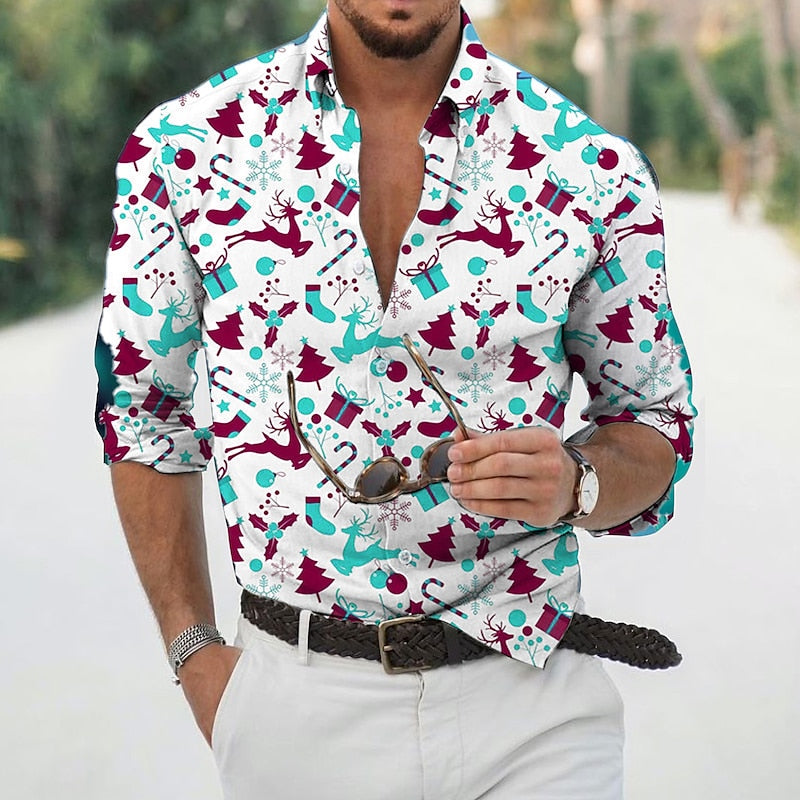 Christmas Elk Graphic Print Shirt