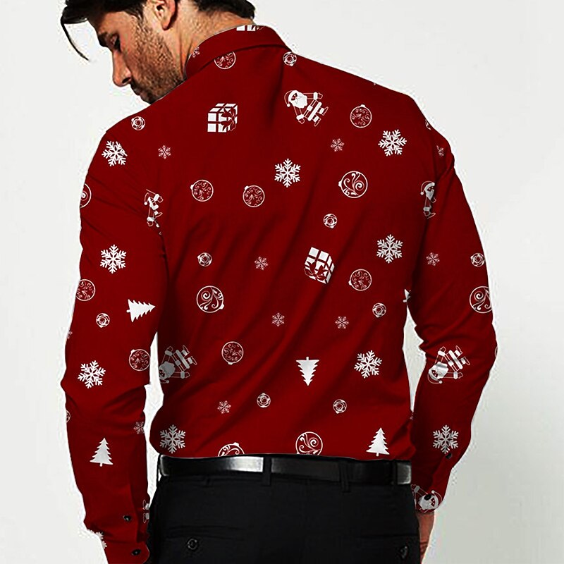 Festive Holiday Print Casual Shirt