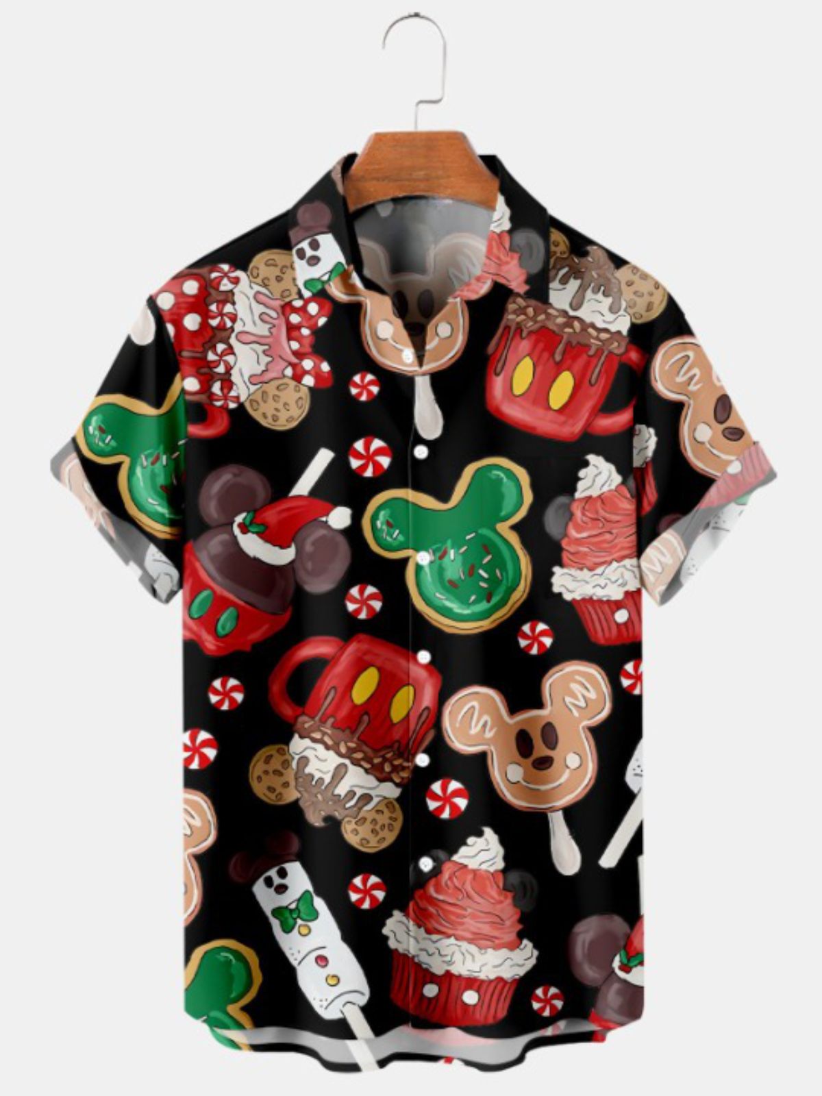 Christmas Fun Ice Cream Print Casual Short Sleeve Shirt