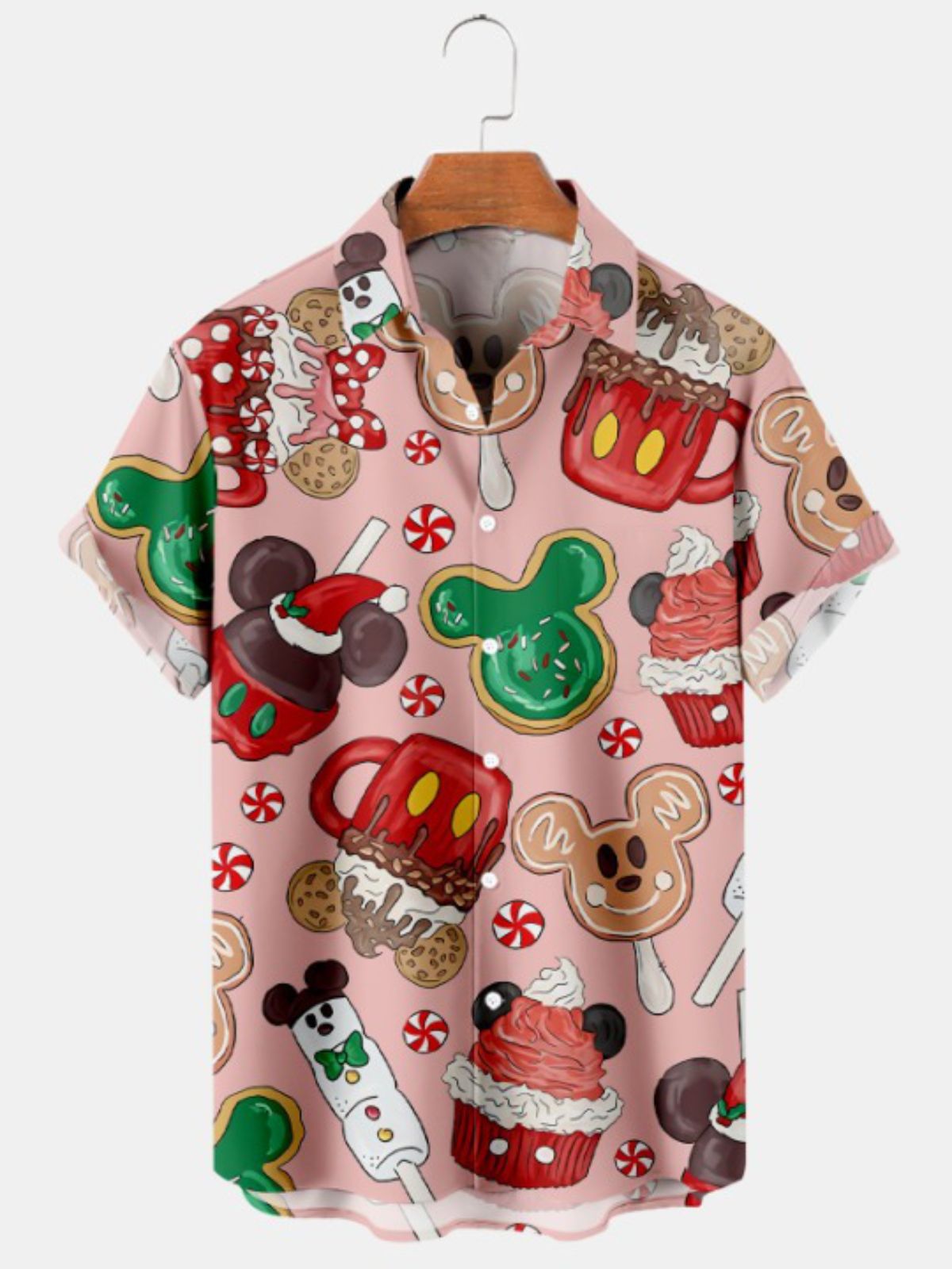 Christmas Fun Ice Cream Print Casual Short Sleeve Shirt