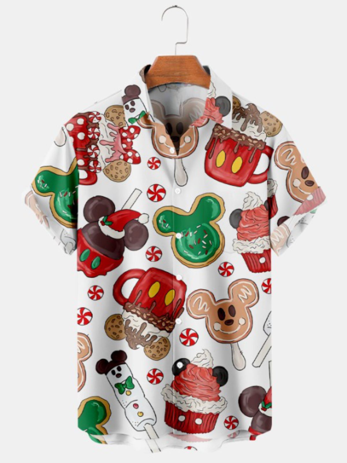 Christmas Fun Ice Cream Print Casual Short Sleeve Shirt