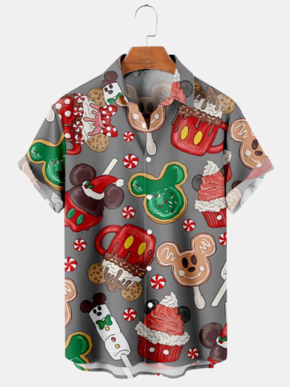 Christmas Fun Ice Cream Print Casual Short Sleeve Shirt