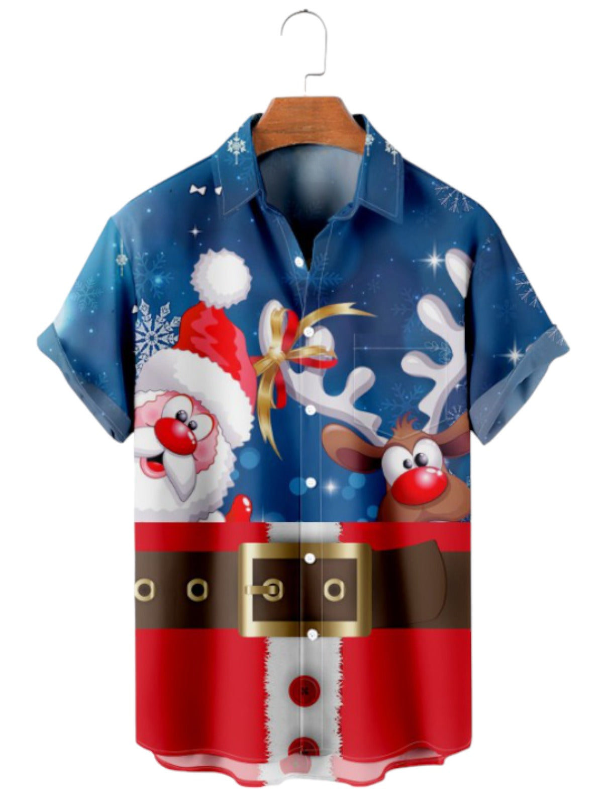 Christmas Fun Santa Print Short Sleeve Shirt
