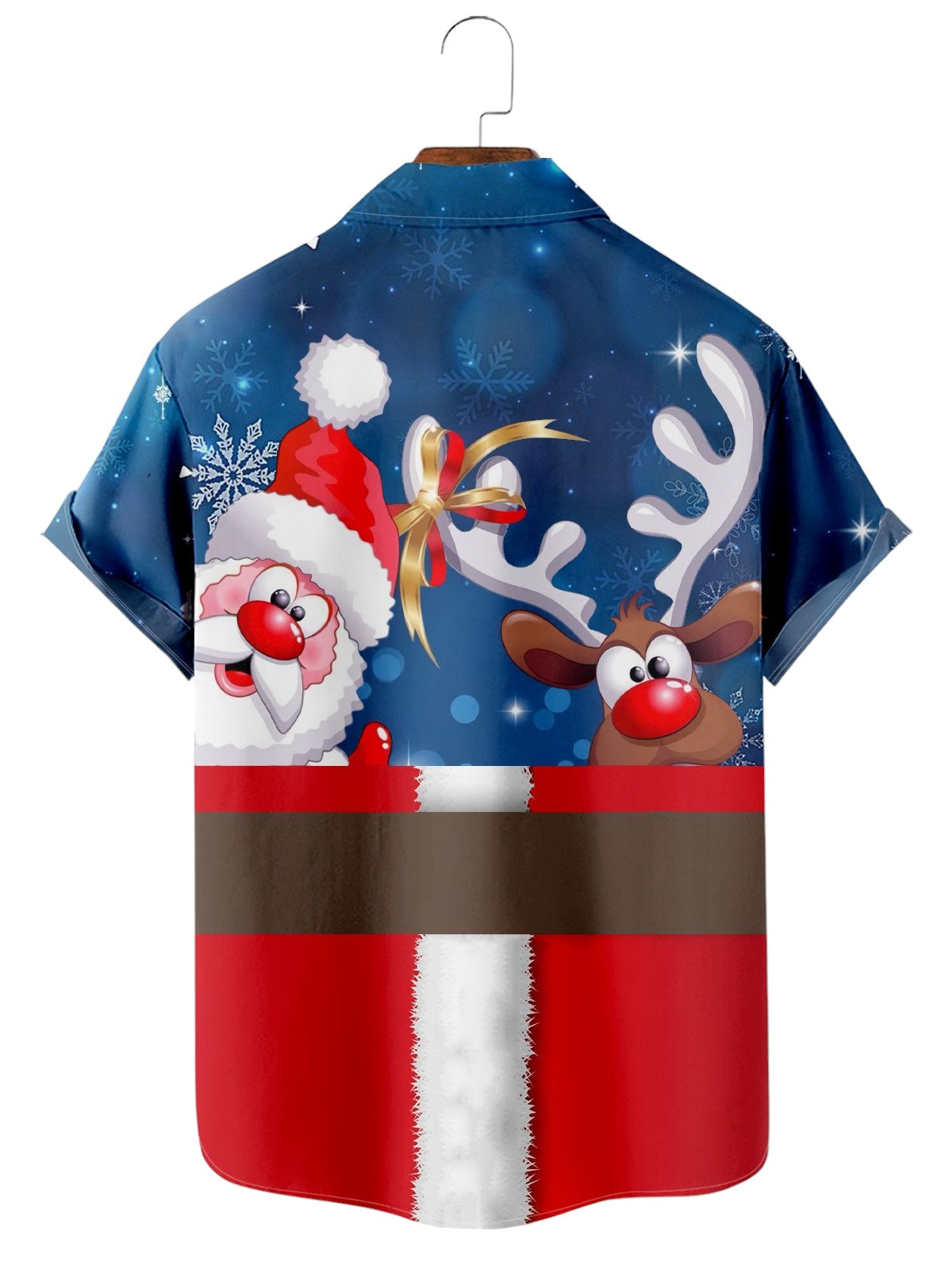 Christmas Fun Santa Print Short Sleeve Shirt