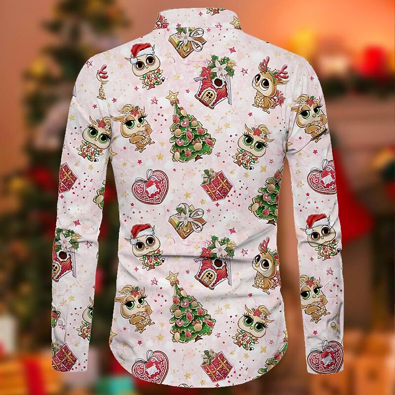 Gifts And Tree Print Casual Shirt