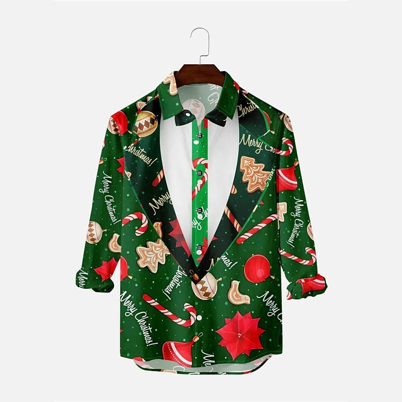 Gingerbread And Candy Print Shirt
