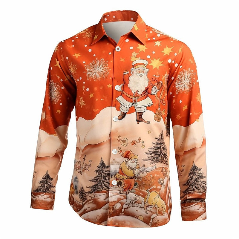 Christmas Holiday Santa Print Shirt